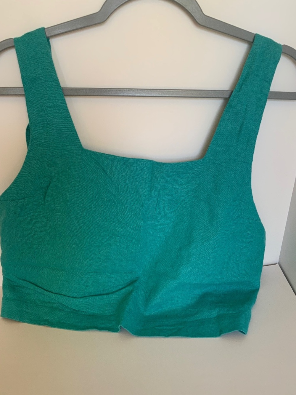 Free People Teal Linen Crop Top - Size: Medium